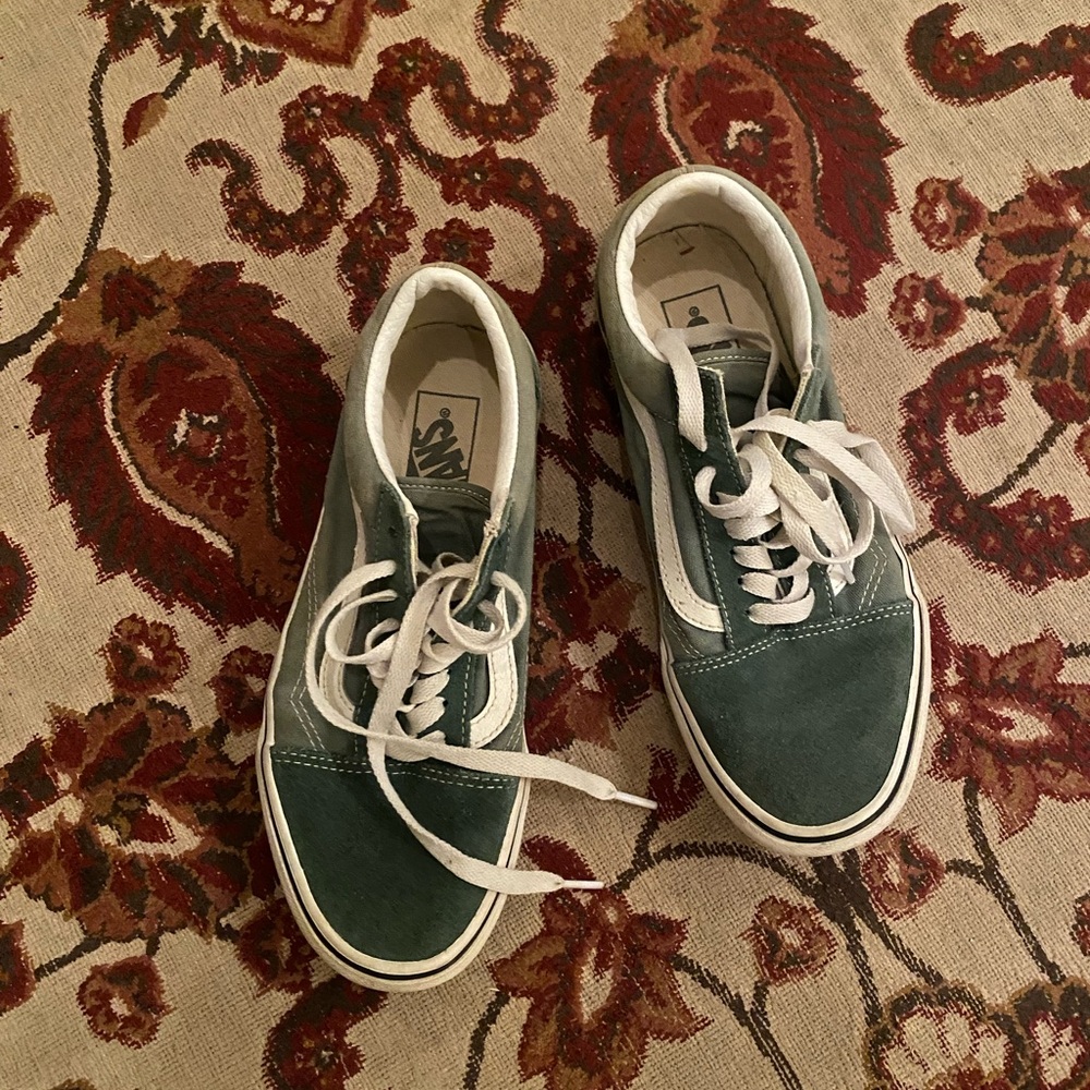 Vans Teal and White Classic Sneakers